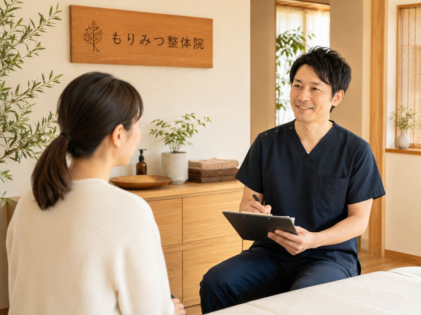 丁寧にカウンセリングを行っている様子